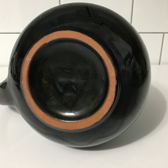 VTG Blue Mountain Pottery BMP Canada Large Pitcher Vase Turquoise Black - Picture 6 of 7